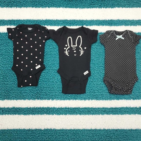 Set of 3 Black Patterned Onsies (Preemie) |Carters, Gerber - Picture 1 of 8